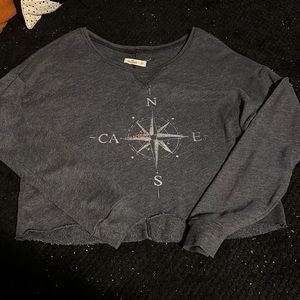 Navy compass Hollister boxy crop
